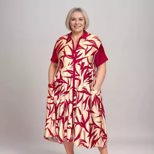 ROCKTHOSECURVES WOMENS FUCHSIA WHITE SHIRT DRESS WITH POCKETS - Picture 1 of 5