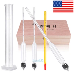 Alcohol Hydrometer Proof & Tralle Meter Distilling Tester Spirit Scale 0-100% - Picture 1 of 12