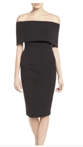 Nordstrom VINCE CUMOTO BLACK COLD SHOULDER Cocktail DRESS SZ 4 MSRP $148 -B4 - Picture 1 of 6