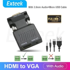 HDMI Female To VGA Male Converter Video Adapter Converter with Audio HD 1080P - Picture 1 of 4