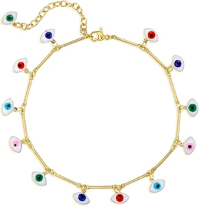 Gold Anklets for Women 14K Gold Plated Boho Beach Beaded Chain Anklet Dainty Tur - Picture 1 of 12