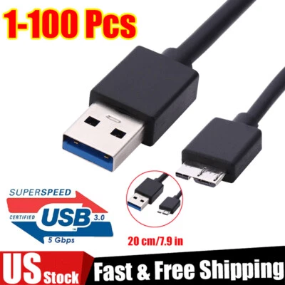1-100X Micro USB 3.0 Cable High Speed Data SYNC For HDD External Hard Drive LOT - Image 1 of 4