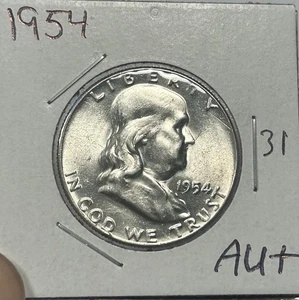 1954 Franklin Half Dollar Coin  - Picture 1 of 2