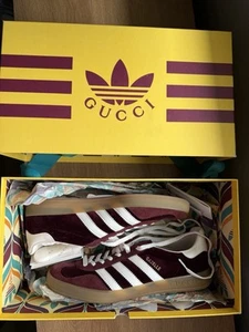 Burgundy Red Velvet Gucci Gazelle Adidas Sneaker Shoes - Picture 1 of 21