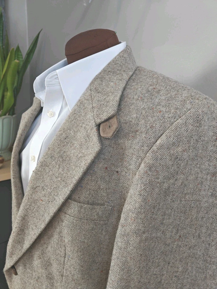 🇺🇲 Vtg Farah Men's 40R Ivory Speckle 2 Button Tweed Sports Coat Blazer  - Image 1 of 4