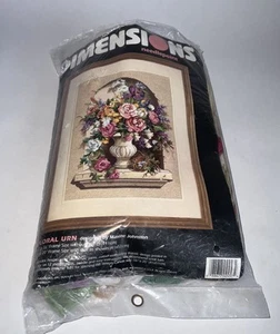 Opened  Dimensions FLORAL URN Needlepoint Kit #2457 Maxine Johnston 1997 - Picture 1 of 4