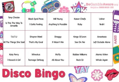 Fun Music Game Disco Bingo - 2000’s Theme 250 Tickets - Image 1 of 3