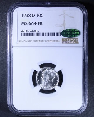 1938-D Mercury Dime - 10c NGC MS66+ FB CAC ✅ - Full Bands - Incredible! - Image 1 of 4