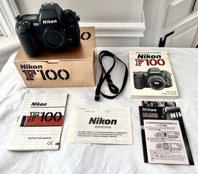 [Near Mint W/ Box] Nikon F100 SLR 35mm Film Camera Body  Black JAPAN W/ Papers. - Image 1 of 4