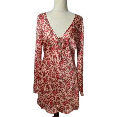 Dazie Dress Womens Size 12 Pink Red Floral Lightweight Long Sleeve Above Knee - image 1 of 4
