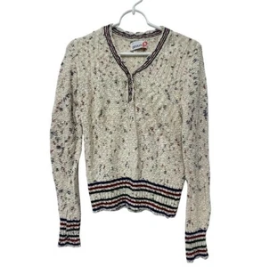 Pandora Pullover Sweater Off White Speckled Womens Size M Long Sleeve V Neck - Picture 1 of 7