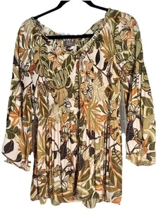 Stretchy L Floral Womens Bell Sleeves Blouse Shirt Peasant  By Ninety Clothing - Picture 1 of 15