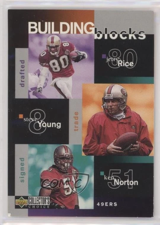 1997 Collector's Choice Building Blocks Jerry Rice Steve Young Bryant Rookie RC - Image 1 of 2