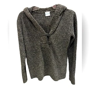 COLUMBIA Hoodie Womens Marbled Knit Two Button Pullover Long Sleeve Gray Medium - Picture 1 of 3