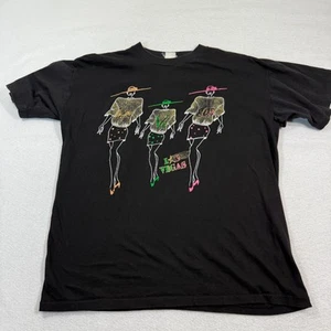Vintage Las Vegas T-Shirt Schwarz Medium Neon Glitzer Fashion Showgirls Retro - Bild 1 von 7