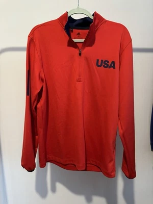 Adidas Team USA Golf Pullover M | Quarter Zip | Red | Olympic Style | Excellent - Imagem 1 de 4
