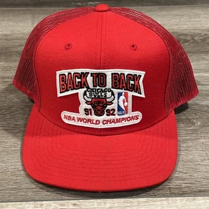 1991-1992 Chicago Bulls - Back To Back - NBA Champs - Red Mesh - Snapback - Bild 1 von 4