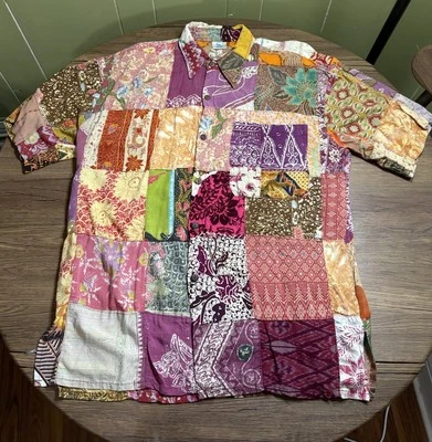 Camisa Mexicali Blues Para Hombres Patchwork Abotonada Colorida Festival Hippie Mediana Foto 1 de 4