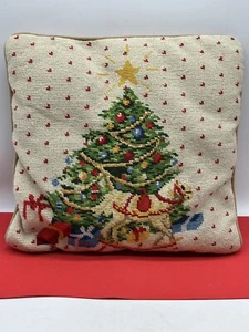 Vintage Weihnachtsbaum mit Spielzeug und Stern Topper Akzent Kissen Reißverschluss Bezug 13" - Bild 1 von 11