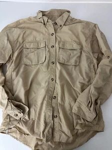 EXOFFICIO khaki beige long sleeve quick dry ventilated shirt Women's L - Picture 1 of 3