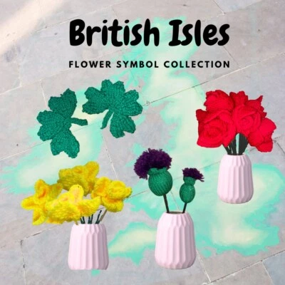 National Flowers Of Great Britain 4  flower knitting  pattern bundle - Image 1 of 4