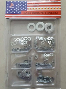 130 PZ RONDELLA PIATTA METALLO ASSORTITA RIVESTITA DI ZINCO VARIE MISURE KIT VITI FAI DA TE  - Foto 1 di 5
