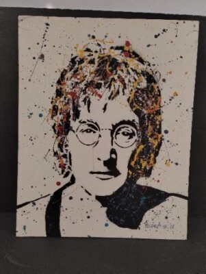 Джон Леннон граффити streetart портрет уникальный не aprint beatles 20 «x 16» подписанный - Изображение 1 из 4