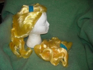 2 Halloween  blonde Disney princess wigs need re-braided or ponytail blue band - Picture 1 of 2