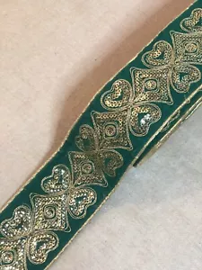 1 Meter Turquoise New Indian Cutwork Zari Stone,Sari Dupatta Lace Border Trim - Picture 1 of 4