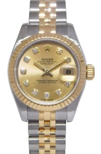 Rolex Datejust 18k Yellow Gold/Steel Champagne Diamond Dial 26mm Watch D 179173 - Picture 1 of 9
