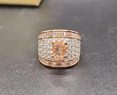 Bella Luce Morganite Simulant & White CZ 9.76ctw 18K Rose Gold plated 925 Sz 7 - Image 1 of 4