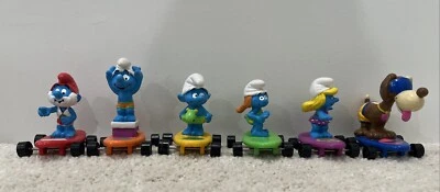 Juego completo de 6 figuras de smurf Hardee's 1990 Skateboard Applause PEYO Foto 1 de 4