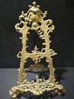 Antique Rococo Revival Style Polished Brass Table Display Easel 14" H 10" W