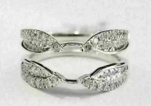 2 Ct Round-Cut Moissanite Enhancer Women's Wedding Band 14k White Gold Plated - Picture 1 of 3