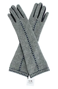 Coach Women's Gloves Stitch Knit Leather, Elbow Length, 83876, MSRP $158 - Picture 1 of 8