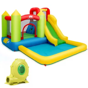 Casa de rebote inflable al aire libre tobogán acuático escalada gorila piscina divertido soplador 480 W - Imagen 1 de 4