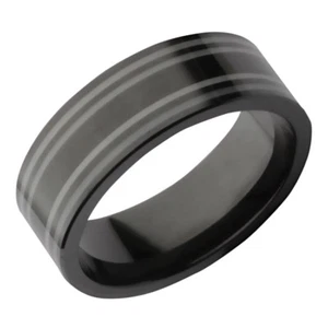 Ceramic Wedding Ring  Designed Flat Court Shaped 8mm Band - Picture 1 of 2