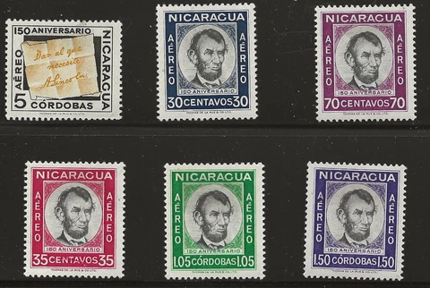 Nicaragua Scott #C437-42, Singles 1960 Complete Set FVF MH Cover