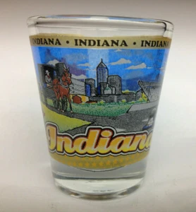 INDIANA STATE WRAPAROUND SHOT GLASS SHOTGLASS NEW  - Picture 1 of 1