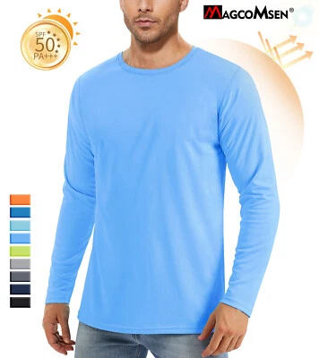 Men's UPF 50+ Long Sleeve Shirts UV Sun Protection T-Shirt Running Fishing Tops - Image 1 of 4
