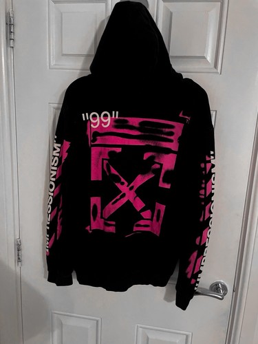 Felpa con cappuccio uomo Off White rosa e nera