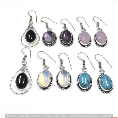 Lote de pendientes de mujer al por mayor enchapados en plata de ley 925 con piedras preciosas de opalita y mezcla Foto 1 de 2