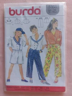 Burda 5168 Child's/Junior's Top, Jacket, Pants & Shorts Pattern Size 10-16 - Image 1 of 2