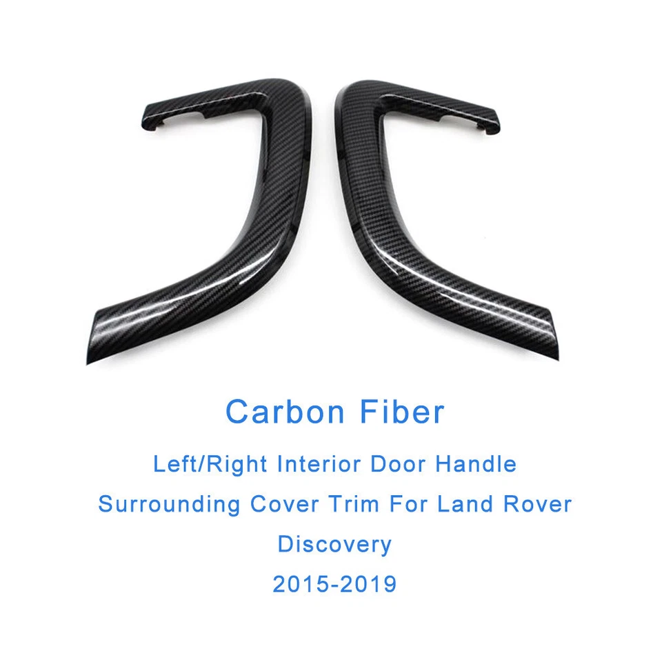 2PCS Carbon Fiber Black Inner Door Handle Cover For Land Rover Discovery 15-19 Foto 1 de 4