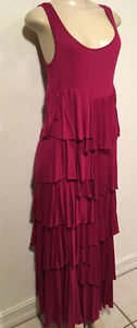 Soft Surroundings Magenta Tiered Ruffles Tank S Dress NWOT - Picture 1 of 5
