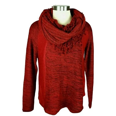 Style & Co Sweater Canyon Red Long Sleeve Detach Scarf Knit Pullover NWT Small - Image 1 of 4