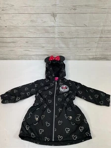 Disney Junior Minnie Mouse Girls Black Zipper Front Hooded Jacket - Picture 1 of 6
