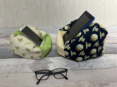 X2 - Baby Yoda iPad tablet Kindle & iPhone phone cushion Beanbag stand holders - Image 1 of 4
