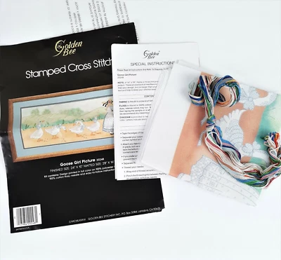 Kit de punto de cruz estampado abeja dorada imagen de niña ganso 20248 Cottagecore Foto 1 de 4