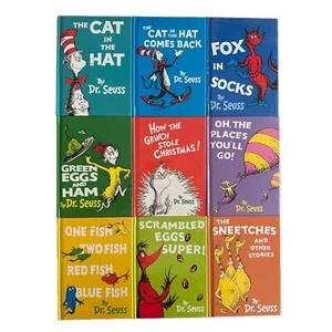 Dr Seuss Mini Books HC x 9 Cat in Hat Green Eggs Fox in Socks Grinch Hop Pop VGC - Picture 1 of 5